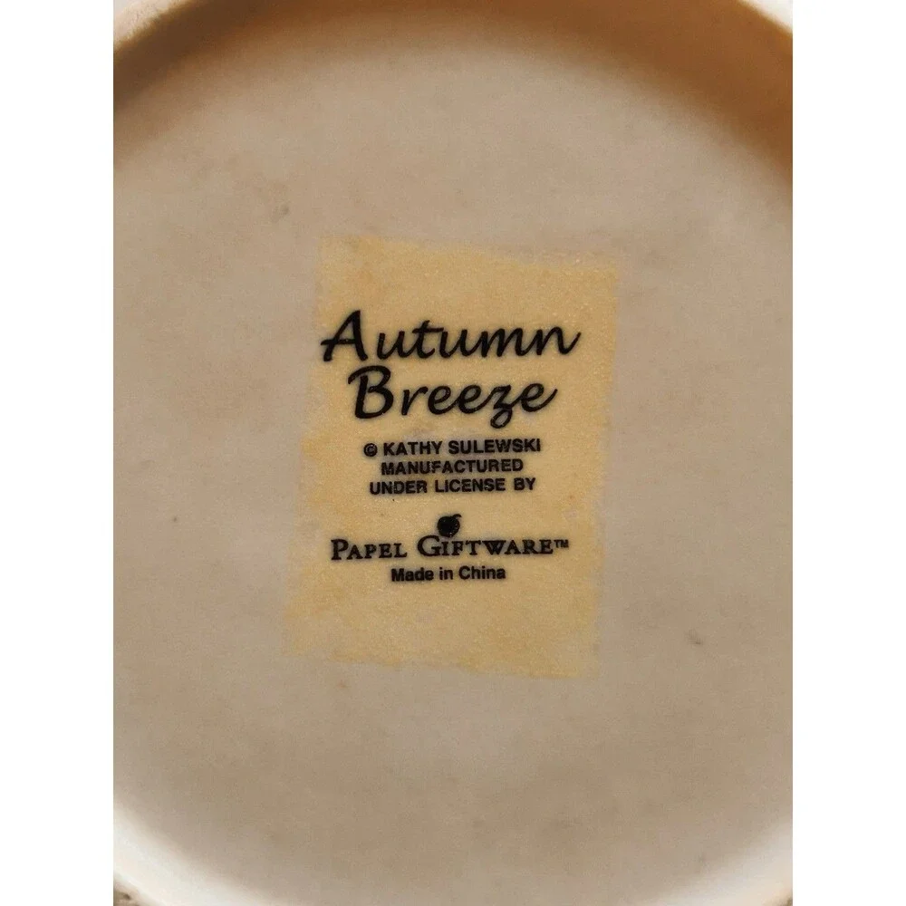 Stoneware Plate‎ Kathy Sulewski Papel Giftware Autumn Breeze Speckled Leaves